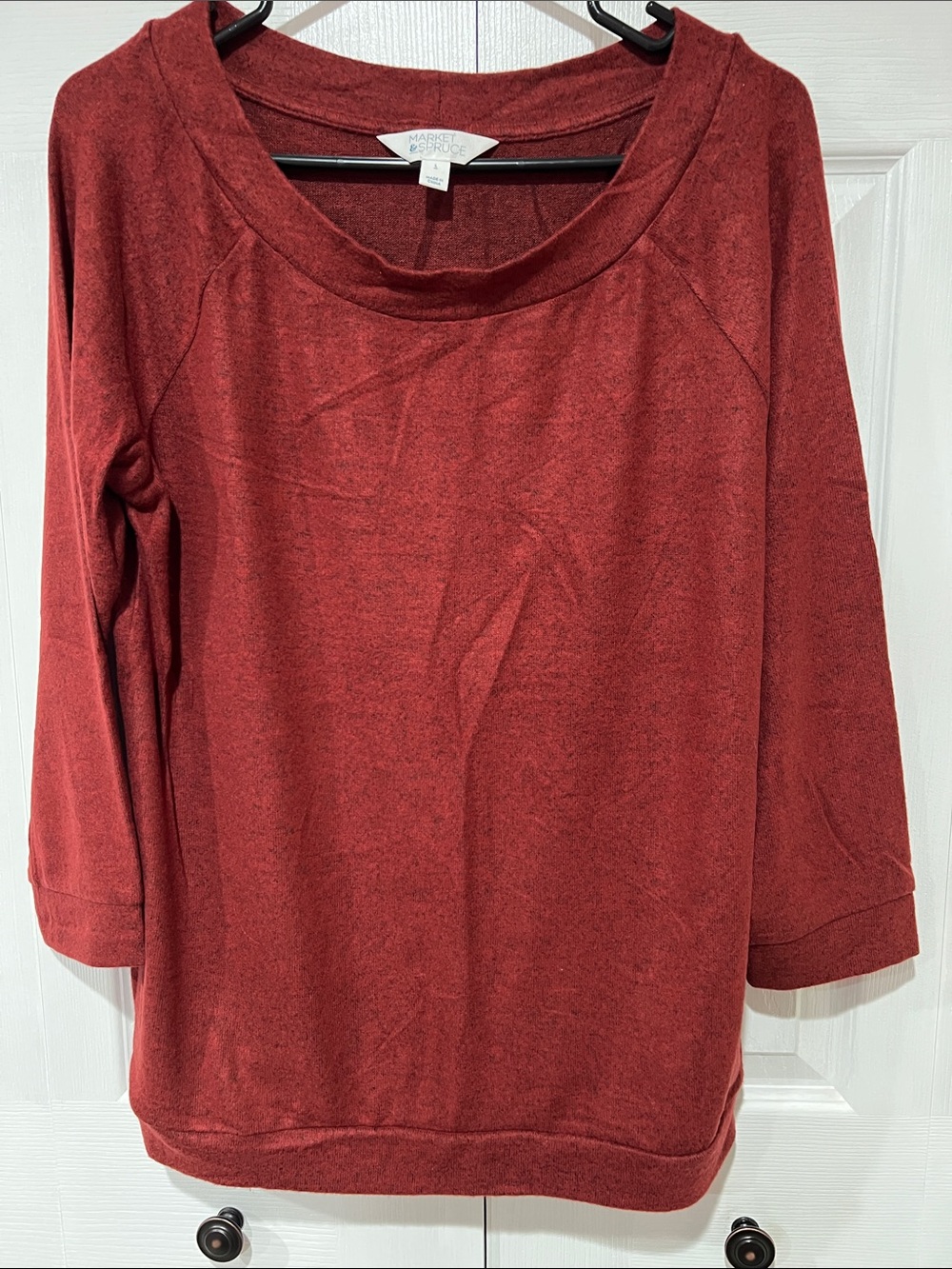 Market & Spruce Brick Red Scoop Neck Lightweight Pullover